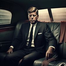 AI IMAGE - Portrait of John F Kennedy in a car, 1960s, (2023). Creator: Heritage Images