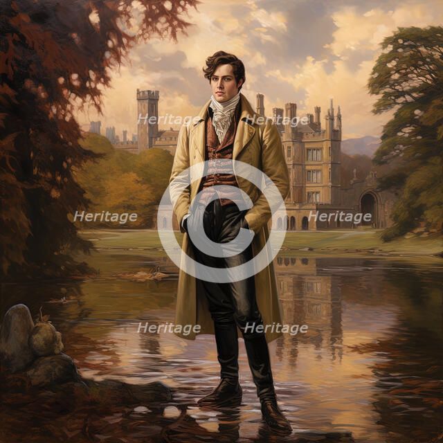 AI Image - Portrait of Lord Byron, 1810s, (2023).  Creator: Heritage Images.