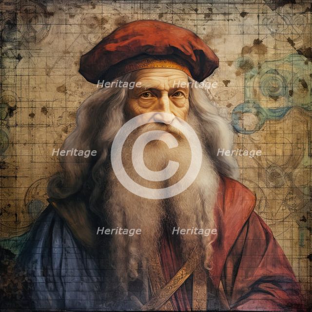 AI IMAGE - Portrait of Leonardo da Vinci, 1500s, (2023). Creator: Heritage Images.