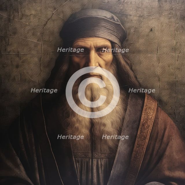 AI IMAGE - Portrait of Leonardo da Vinci, 1500s, (2023). Creator: Heritage Images.