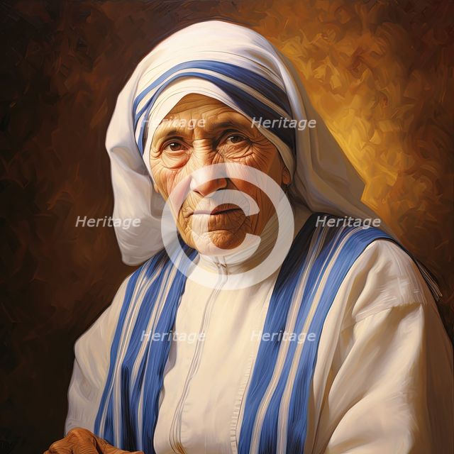 AI Image - Portrait of Mother Teresa, 1990s, (2023). Creator: Heritage Images.