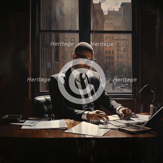 AI IMAGE - Portrait of Malcolm X, 1960s, (2023). Creator: Heritage Images.