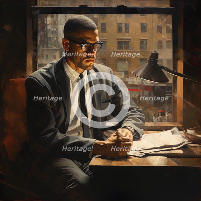 AI IMAGE - Portrait of Malcolm X, 1960s, (2023). Creator: Heritage Images.