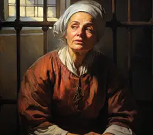 AI IMAGE - Portrait of Martha Corey in her prison cell, Salem, 1692, (2023). Creator: Heritage Images