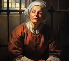 AI IMAGE - Portrait of Martha Corey in her prison cell, Salem, 1692, (2023). Creator: Heritage Images
