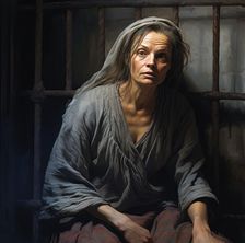 AI IMAGE - Portrait of Martha Corey in her prison cell, Salem, 1692, (2023). Creator: Heritage Images