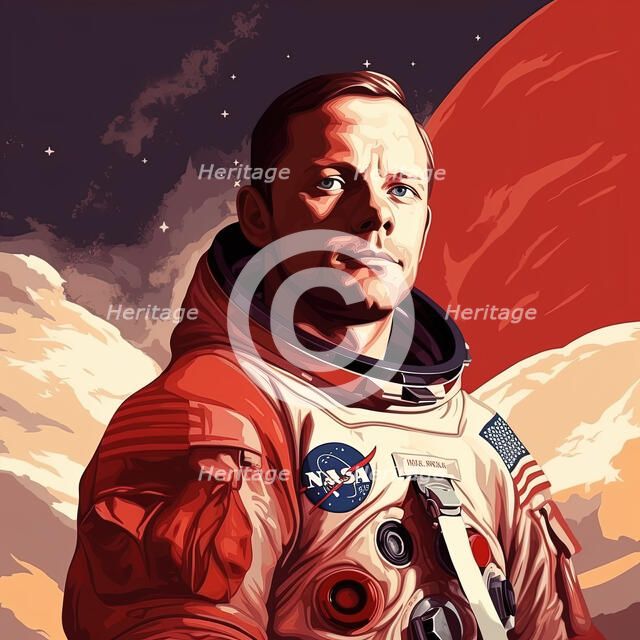 AI IMAGE - Portrait of Neil Armstrong, 1960s, (2023). Creator: Heritage Images.