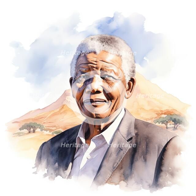 AI IMAGE - Portrait of Nelson Mandela, 2000s, (2023). Creator: Heritage Images.