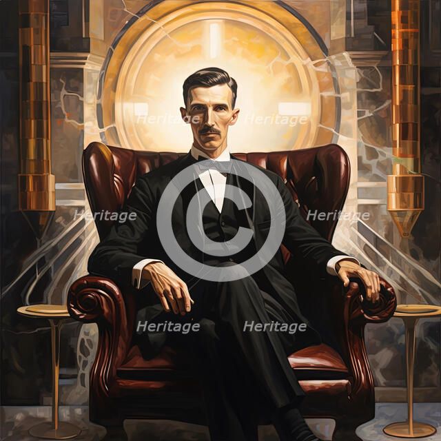 AI Image - Portrait of Nikola Tesla, c1900s, (2023). Creator: Heritage Images.