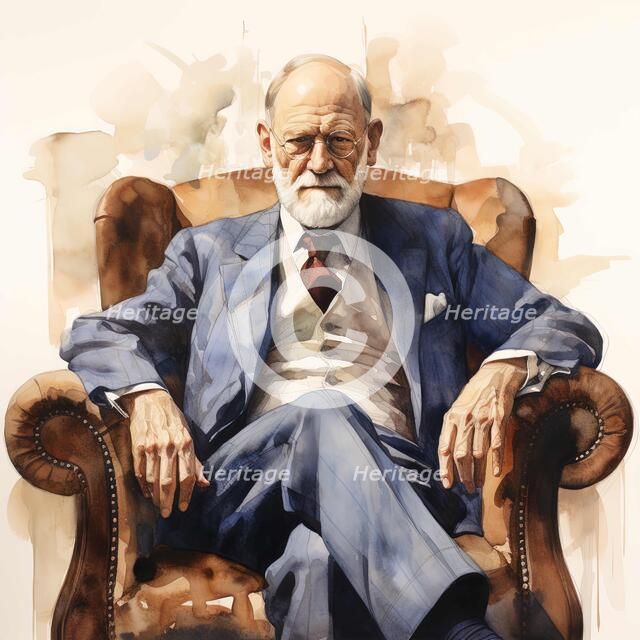 AI IMAGE - Portrait of Sigmund Freud, 1930s, (2023).  Creator: Heritage Images.