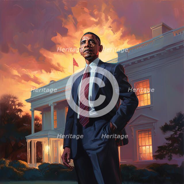 AI IMAGE - Portrait of President Obama, c2009, (2023). Creator: Heritage Images.