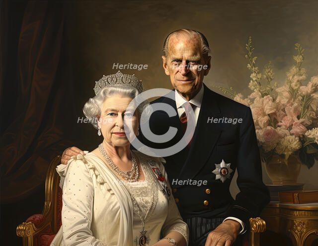 AI IMAGE - Portrait of Queen Elizabeth II and Prince Philip, 2010s, (2023). Creator: Heritage Images.