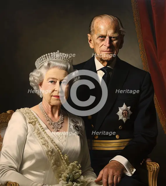 AI IMAGE - Portrait of Queen Elizabeth II and Prince Philip, 2010s, (2023). Creator: Heritage Images.