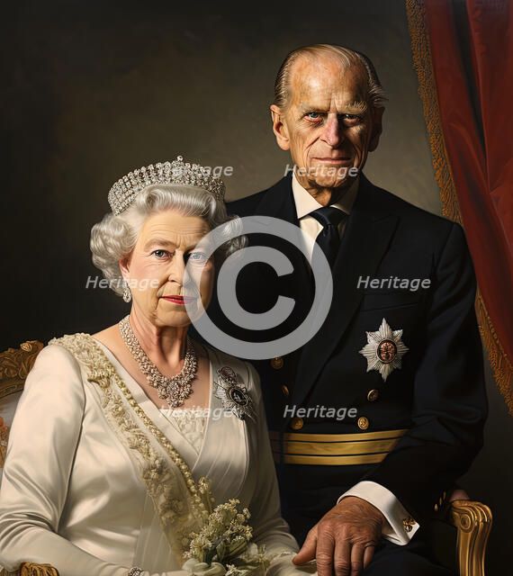 AI IMAGE - Portrait of Queen Elizabeth II and Prince Philip, 2010s, (2023). Creator: Heritage Images.