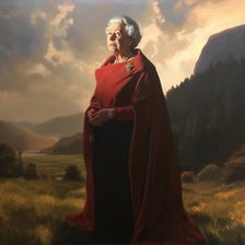 AI IMAGE - Portrait of Queen Elizabeth II in a Highland setting, 2000s, (2023). Creator: Heritage Images