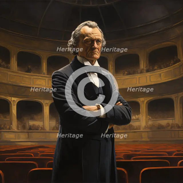 AI IMAGE - Portrait of Richard Wagner standing in a concert hall, late 19th century, (2023). Creator: Heritage Images.