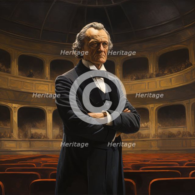 AI IMAGE - Portrait of Richard Wagner standing in a concert hall, late 19th century, (2023). Creator: Heritage Images.