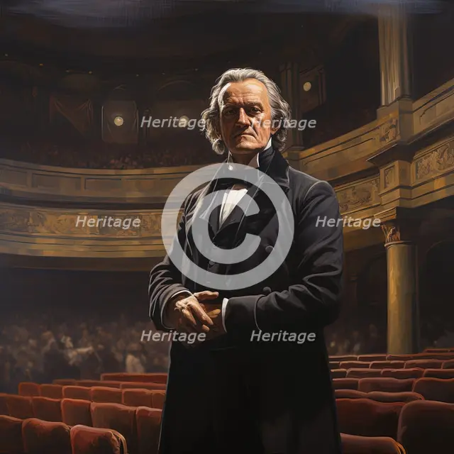 AI IMAGE - Portrait of Richard Wagner standing in a concert hall, late 19th century, (2023). Creator: Heritage Images.