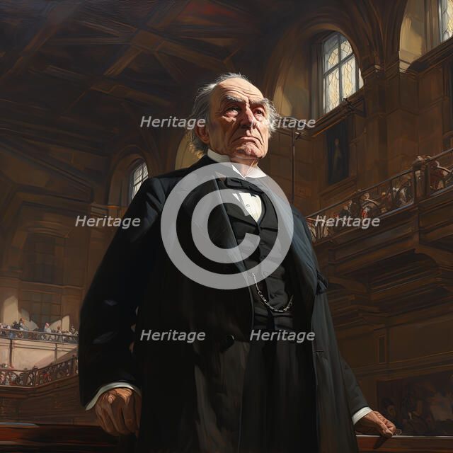 AI IMAGE - Portrait of William Ewart Gladstone, 1890s, (2023). Creator: Heritage Images.