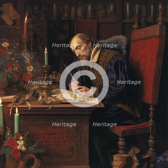 AI IMAGE - Portrait of William Shakespeare, 1600s, (2023). Creator: Heritage Images.