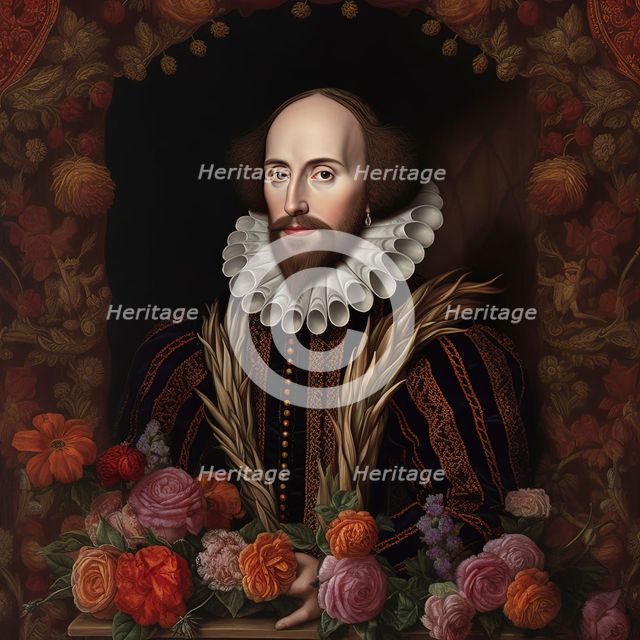 AI IMAGE - Portrait of William Shakespeare, 1600s, (2023). Creator: Heritage Images.
