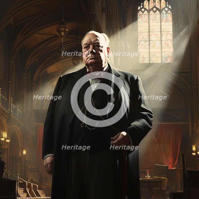 AI IMAGE - Portrait of Winston Churchill, 1950s, (2023). Creator: Heritage Images.