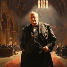 AI IMAGE - Portrait of Winston Churchill, 1950s, (2023). Creator: Heritage Images