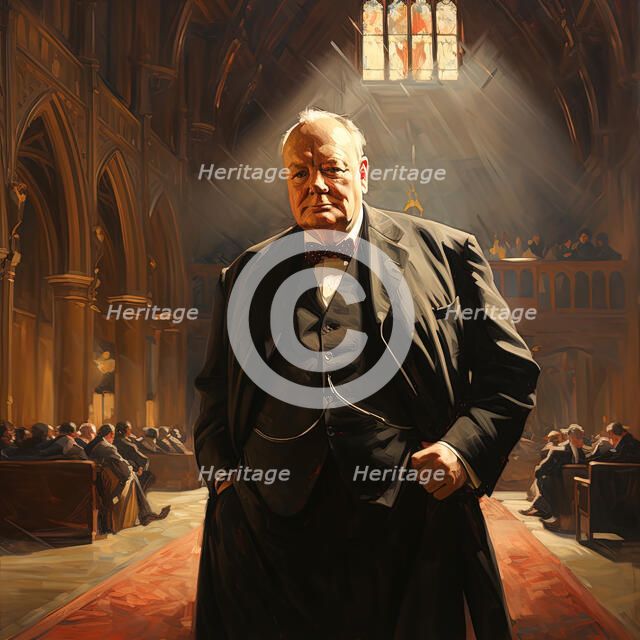 AI IMAGE - Portrait of Winston Churchill, 1950s, (2023). Creator: Heritage Images.