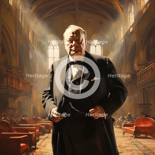 AI IMAGE - Portrait of Winston Churchill, 1950s, (2023). Creator: Heritage Images.