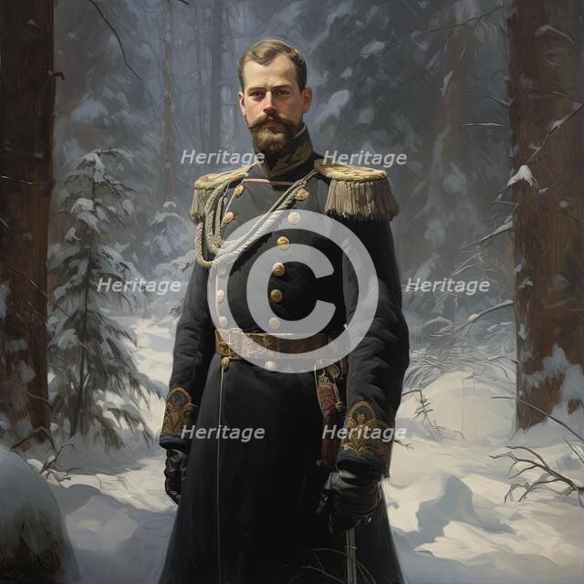 AI IMAGE - Portrait of Tsar Nicholas II, 1917, (2023). Creator: Heritage Images.