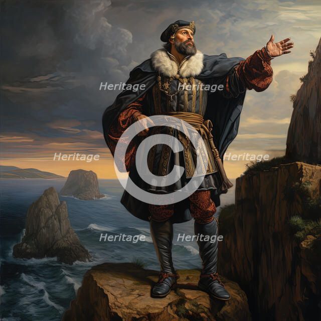 AI IMAGE - Portrait of Vasco da Gama, late 15th-early 16th century, (2023). Creator: Heritage Images.