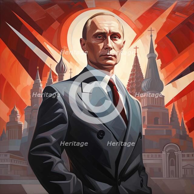 AI IMAGE - Portrait of Vladimir Putin standing in Red Square, Moscow, 2023. Creator: Heritage Images.