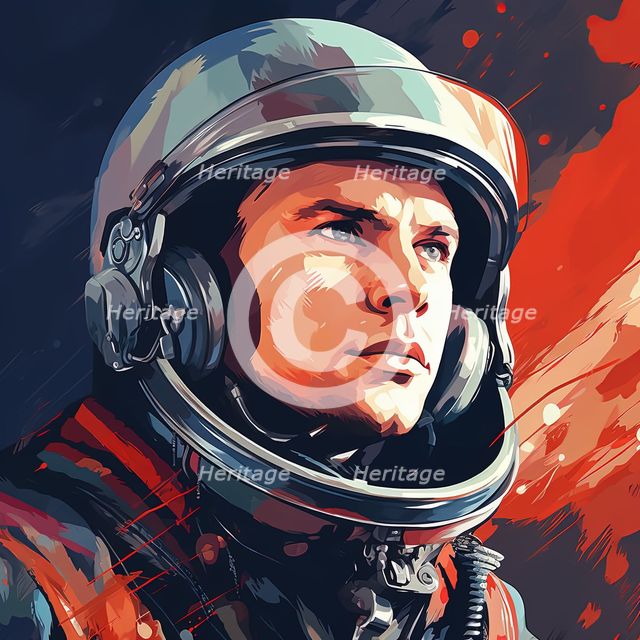 AI IMAGE - Portrait of Yuri Gagarin, 1960s, (2023). Creator: Heritage Images.