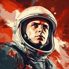 AI IMAGE - Portrait of Yuri Gagarin, 1960s, (2023). Creator: Heritage Images