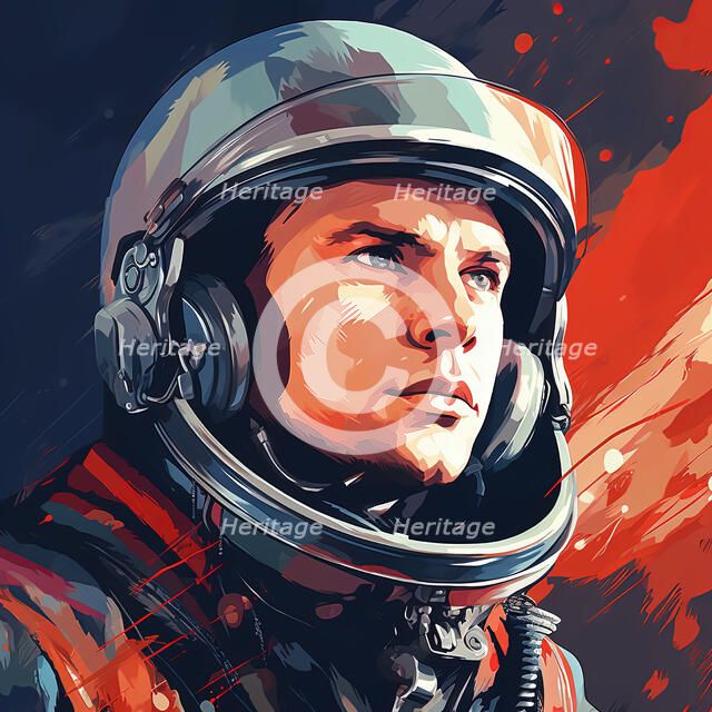 AI IMAGE - Portrait of Yuri Gagarin, 1960s, (2023). Creator: Heritage Images.