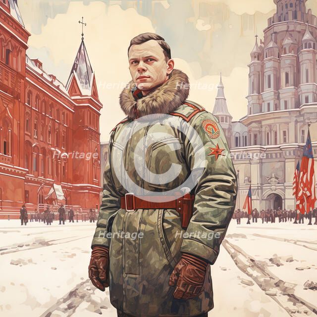 AI IMAGE - Portrait of Yuri Gagarin, 1960s, (2023). Creator: Heritage Images.