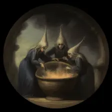 AI IMAGE - The witches from "Macbeth", 2023. Creator: Heritage Images