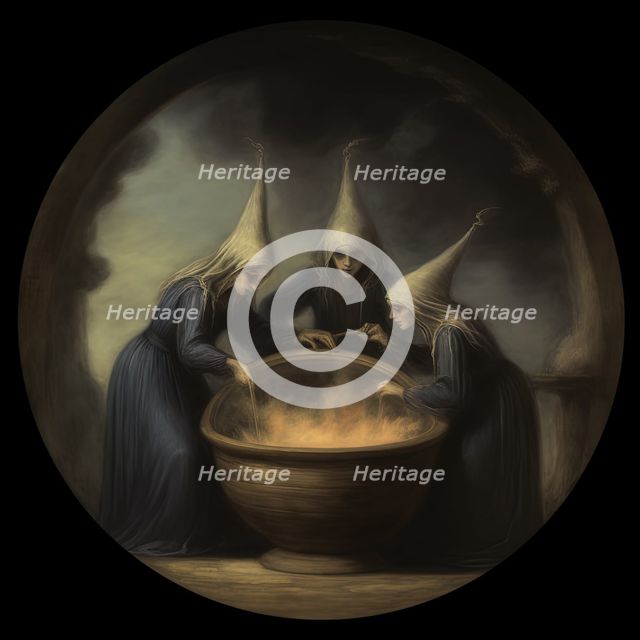 AI IMAGE - The witches from "Macbeth", 2023.  Creator: Heritage Images.