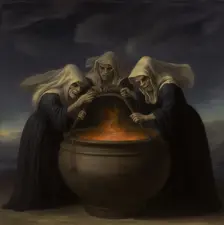 AI IMAGE - The witches from "Macbeth", 2023. Creator: Heritage Images
