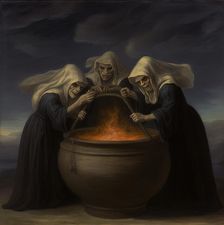 AI IMAGE - The witches from "Macbeth", 2023. Creator: Heritage Images