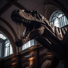 AI IMAGE - Tyrannosaurus rex in a museum, 2023. Creator: Heritage Images