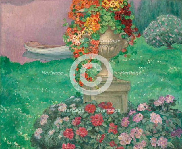 Aix-les-Bains, garden by the lake, c1920. Creator: Lebasque, Henri (1865-1937).