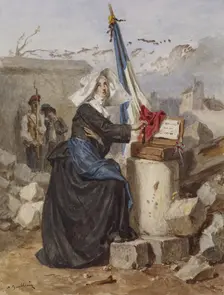 Aid for the Wounded (Sister of Charity), c1865. Creator: Alexandre-Marie Guillemin