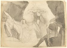 Aided by Eeriboia, Hermes Carries Off the Exhausted Ares from the Sleeping Sons..., 1819. Creator: Henry Fuseli