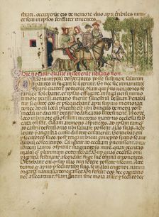 Aimo and Vermondo Riding Out to the Hunt; Legenda Venerabilium..., about 1400. Creator: Anovelo da Imbonate