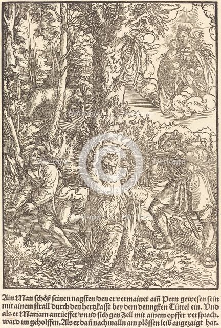 Ain Man Schoss seinen nagsten ..., c. 1503. Creator: Master of the Legend Scenes.