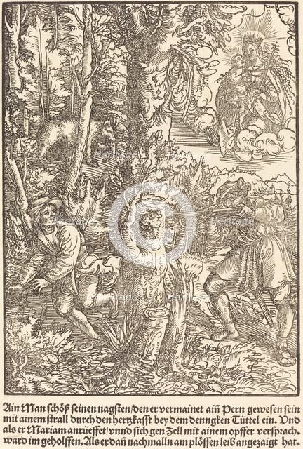 Ain Man Schoss seinen nagsten ..., c. 1503. Creator: Master of the Legend Scenes.