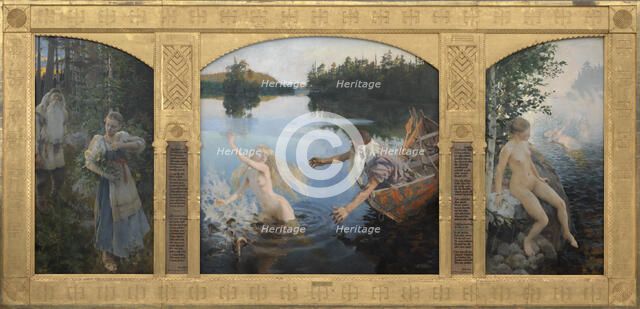 Aino Myth, triptych, 1891. Creator: Akseli Gallen-Kallela.