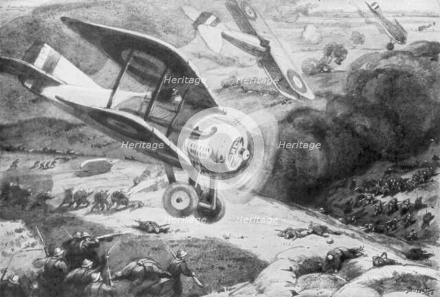 Air cavalry, attacking the infantry, 1918, (1926). Artist: Maurice Busset