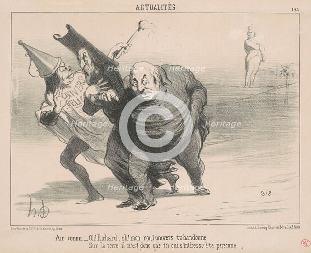 Air connu: Oh! Richard, Oh! Mon roi ..., 19th century. Creator: Honore Daumier.